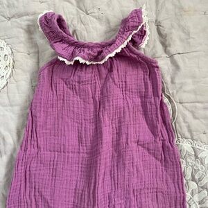 Purple Ruffled Sleeveless Romper